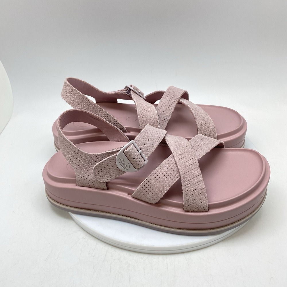Chaco Sandals Womens Size 9 Buckle Townes Suede Midform Rose Comfort Shoes New